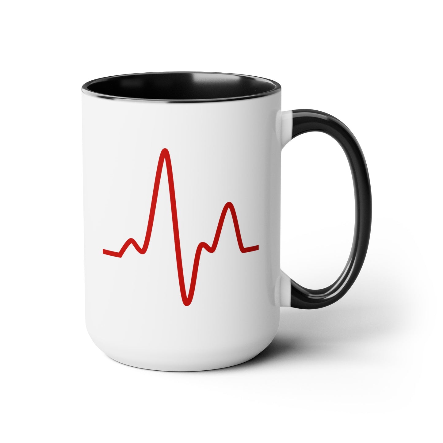 Sine Wave Coffee Mug - Double Sided Black Accent White Ceramic 15oz by TheGlassyLass.com