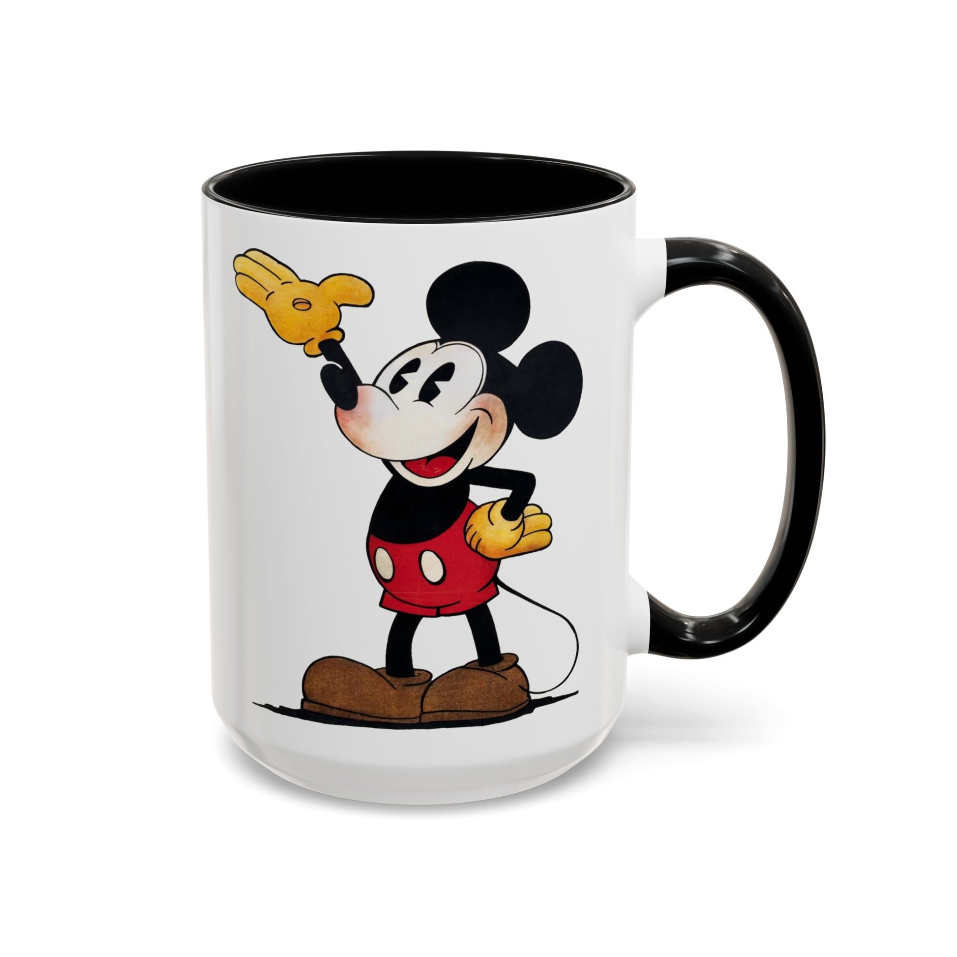 Original Mickey Mouse Coffee Mug - Double Sided Black Accent White Ceramic 15oz by TheGlassyLass.com