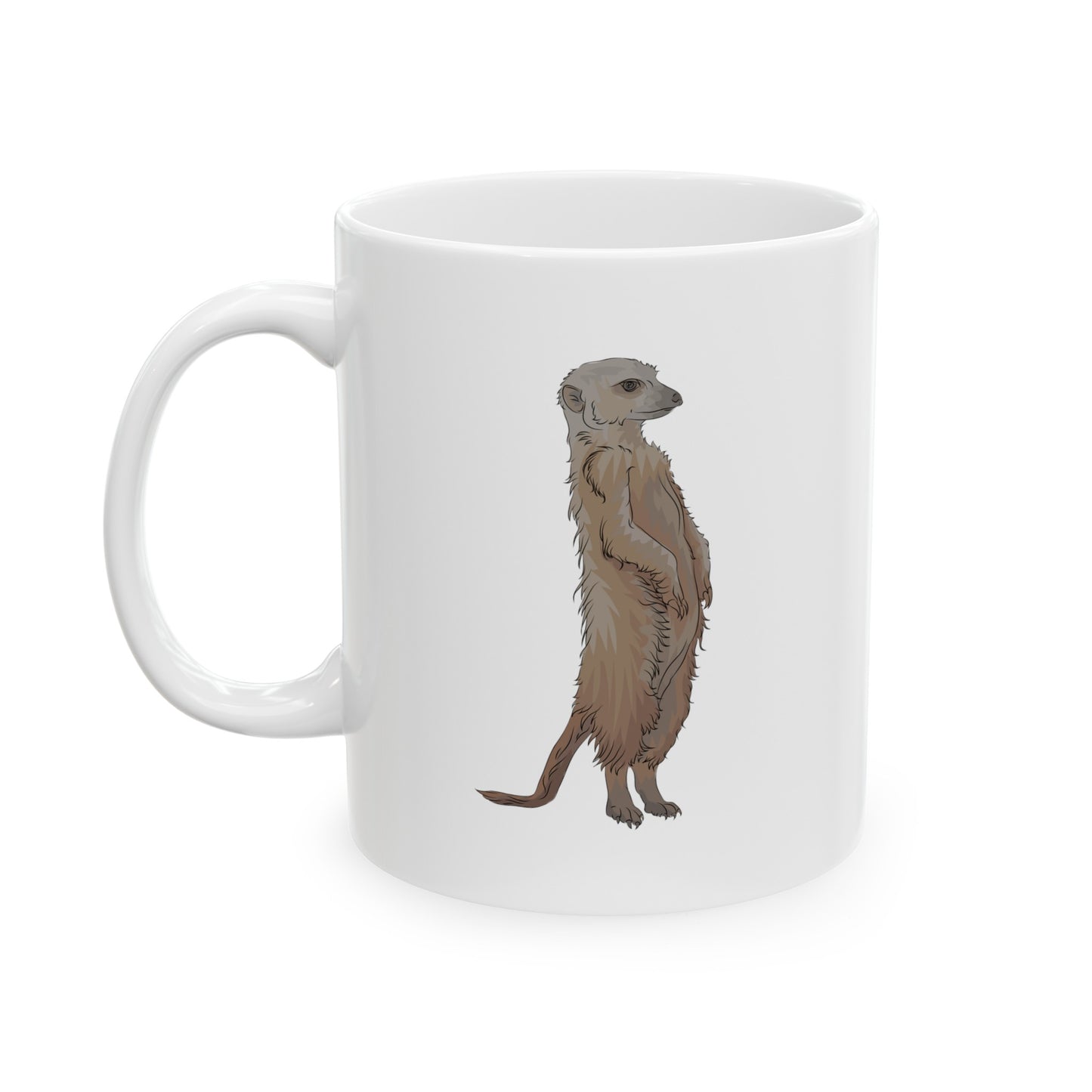 Meerkat Coffee Mug - Double Sided White Ceramic 11oz by TheGlassyLass