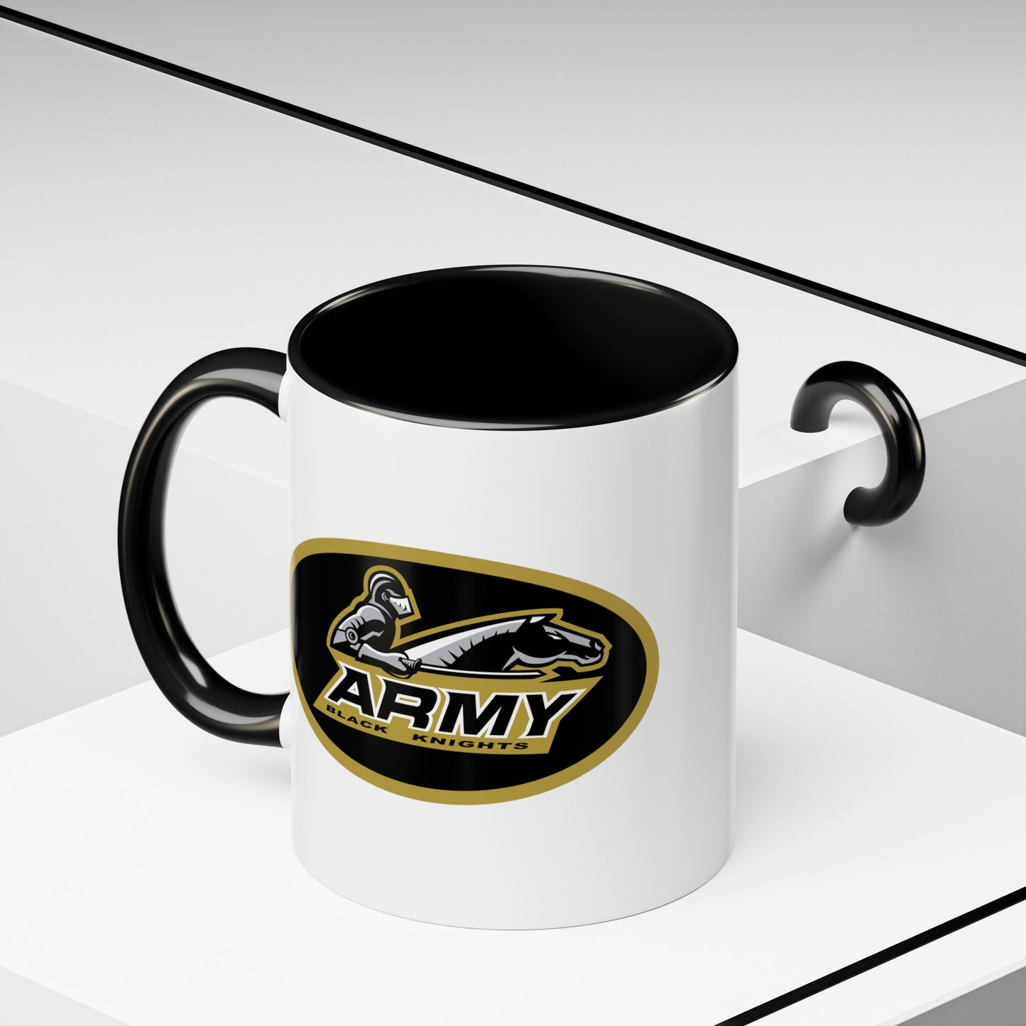 US Army Black Knights - Double Sided Black Accent White Ceramic Coffee Mug 11oz by TheGlassyLass.com