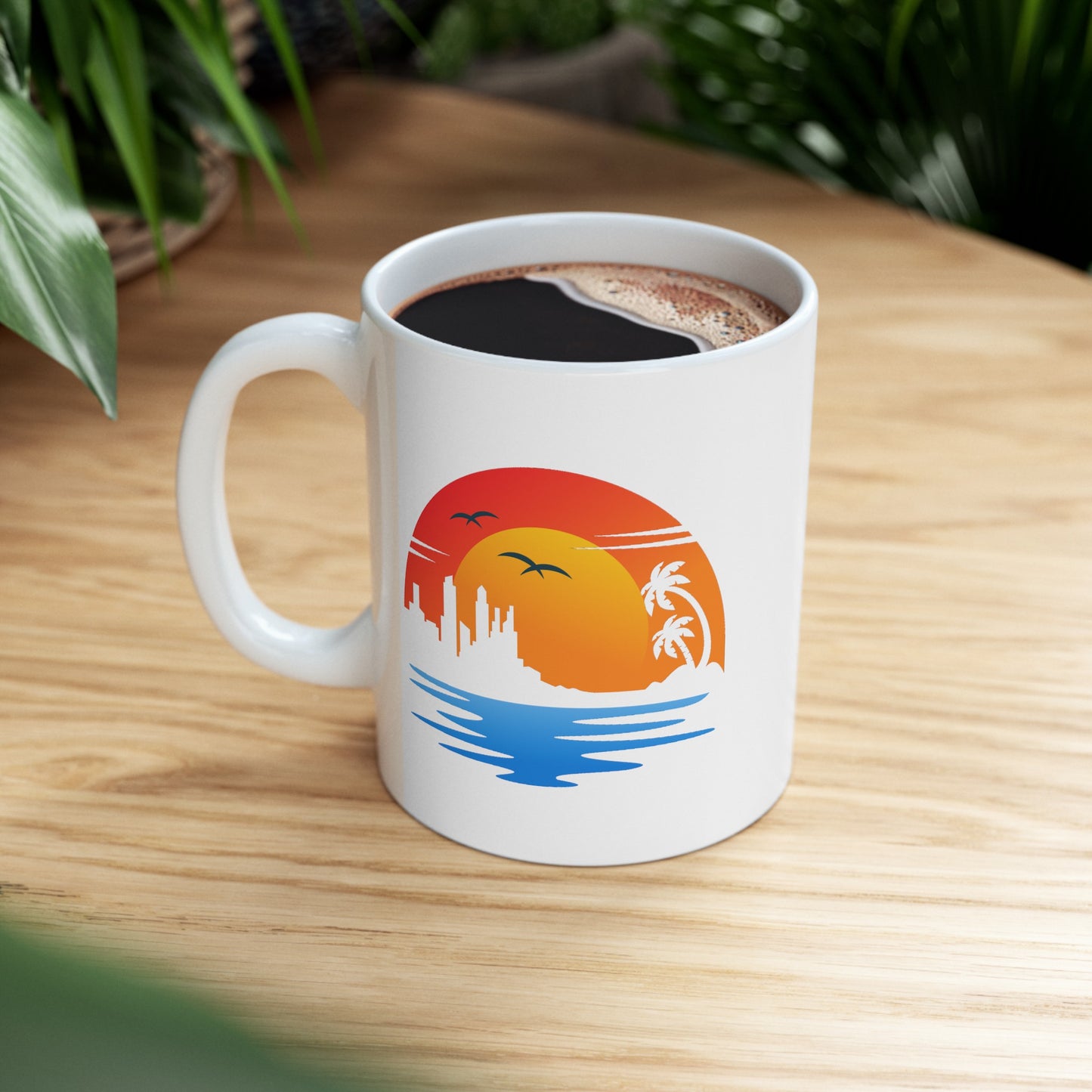 Life's a Beach Coffee Mug - Double Sided White Ceramic 11oz by TheGlassyLass.com