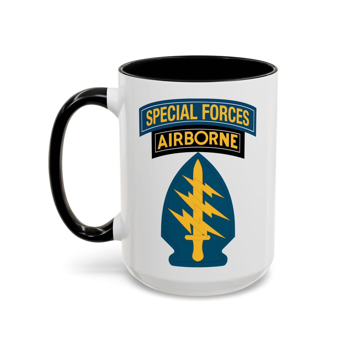 Special Forces Airborne Coffee Mug - Double Sided Print, Black Accent White Ceramic, 15oz by TheGlassyLass.com