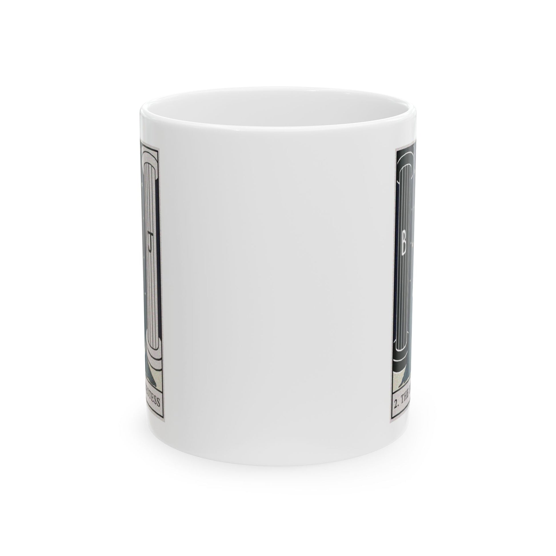 The High Priestess Tarot Card Coffee Mug - Double Sided Print, White Ceramic, 11oz by TheGlassyLass.com