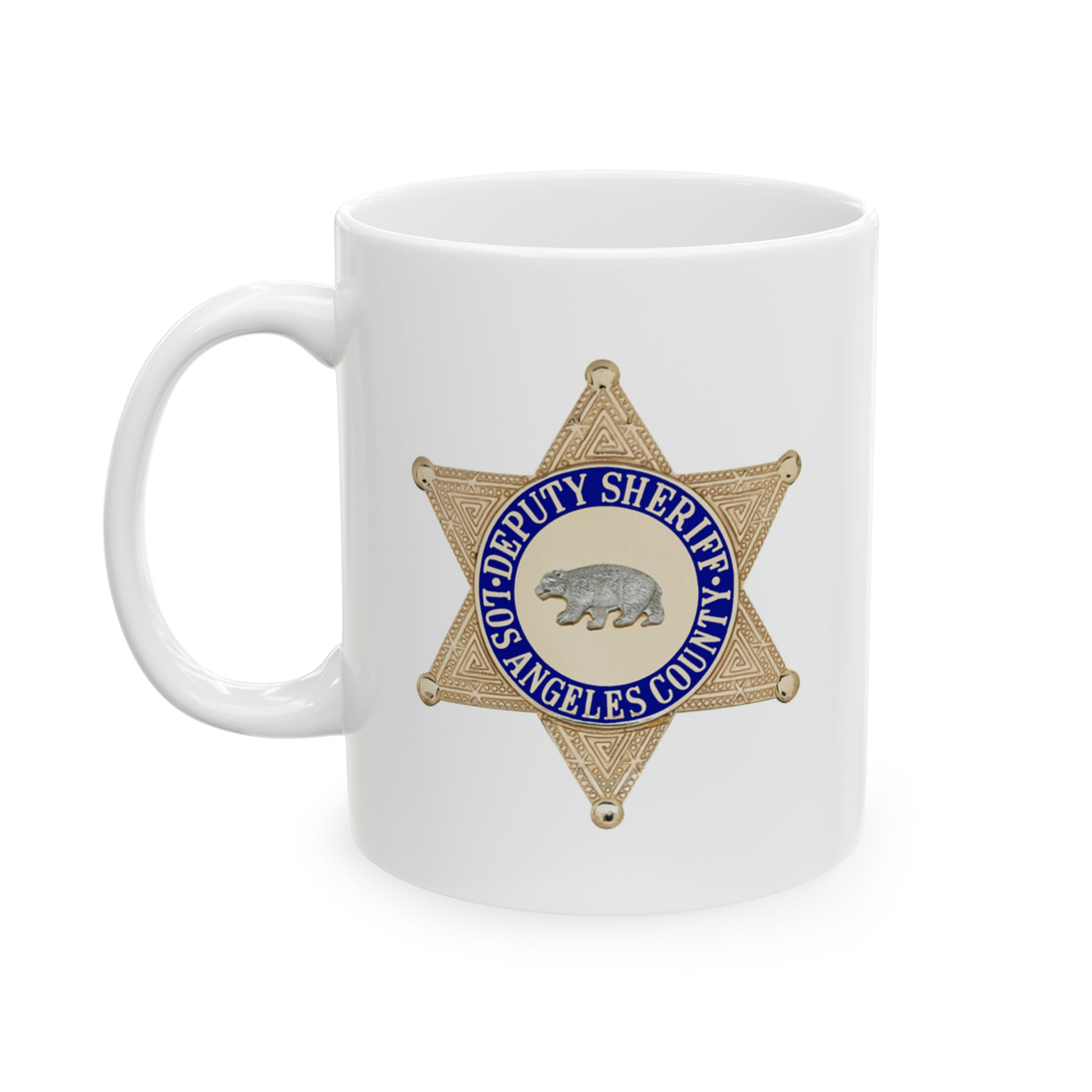 LASD Deputy Sheriff Badge Coffee Mug - Double Sided White Ceramic 11oz by TheGlassyLass.com