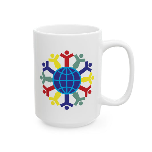 Joy To The World Coffee Mug - Double Sided White Ceramic 15oz by TheGlassyLass.com
