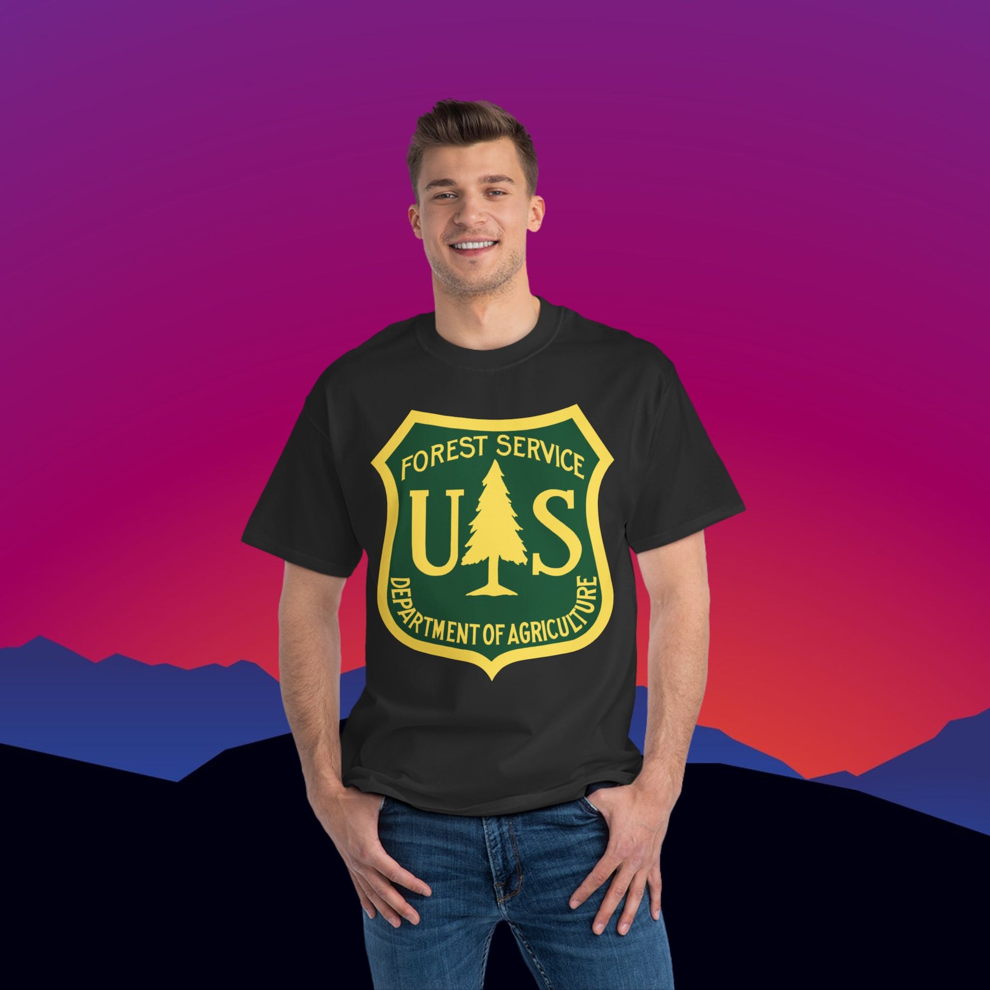 Forest Service T-Shirt: (Hanes Beefy-T 100% Preshrunk Cotton Custom Printed by TheGlassyLass.com