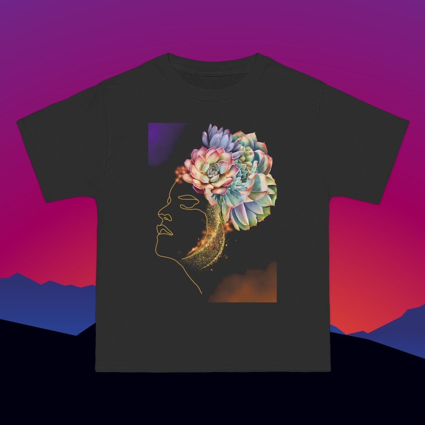 Succulent Dreams T-Shirt: (Hanes Beefy-T 100% Preshrunk Cotton Custom Printed by TheGlassyLass.com