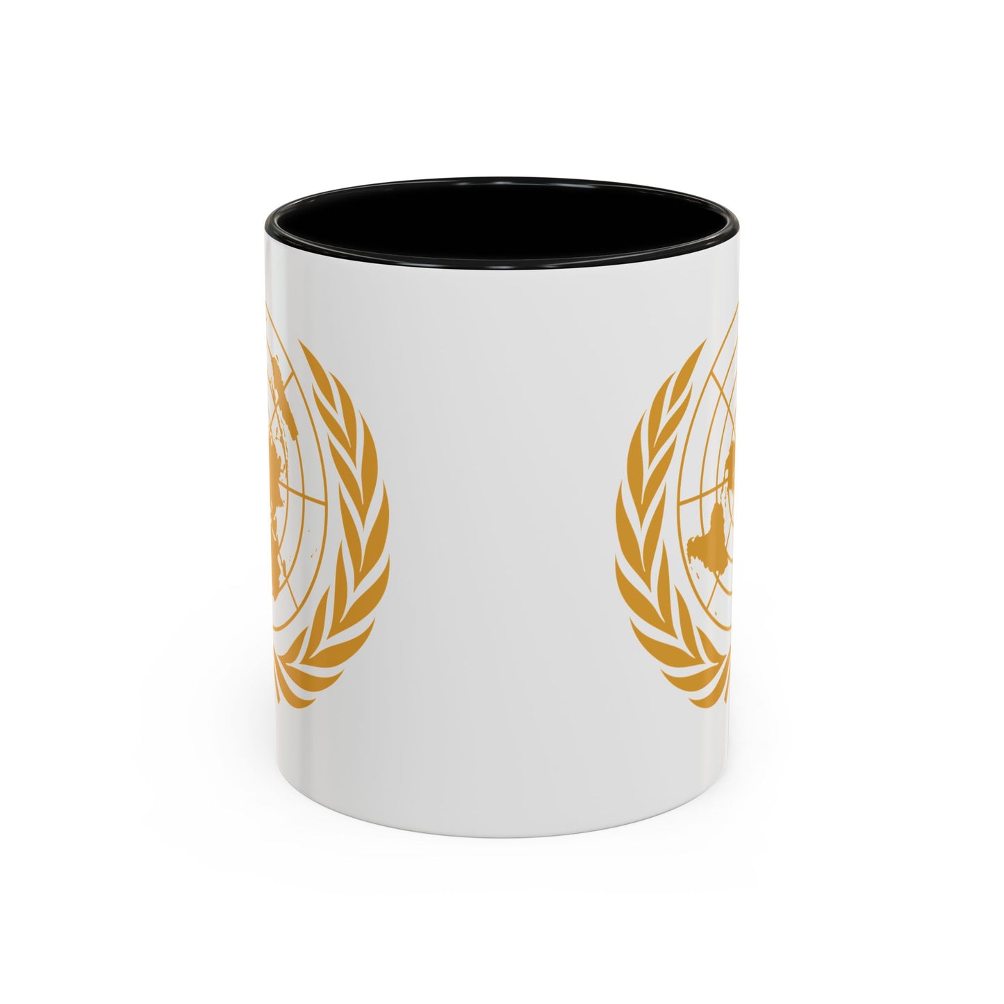 United Nations Seal Coffee Mug - Double Sided Black Accent White Ceramic 11oz by TheGlassyLass