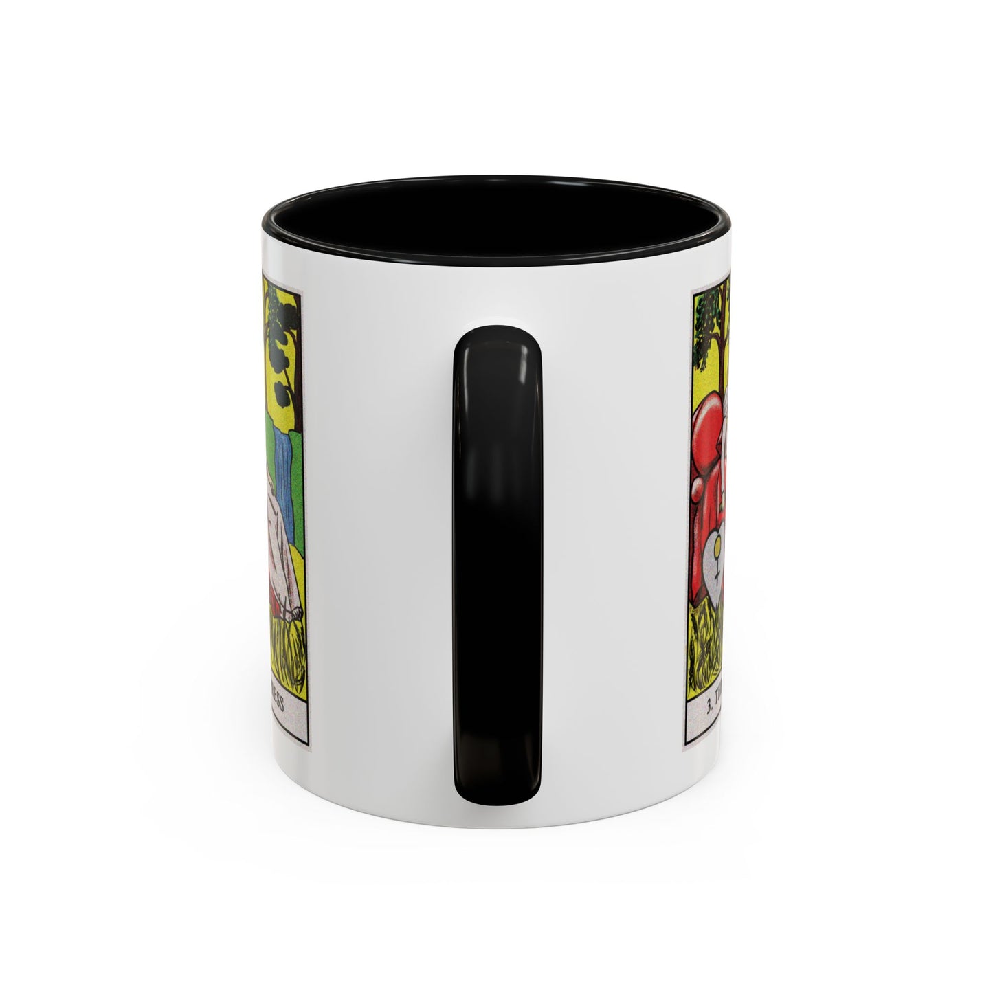 The Empress Tarot Card Coffee Mug - Double Sided Print, Black Accent White Ceramic, 11oz by TheGlassyLass