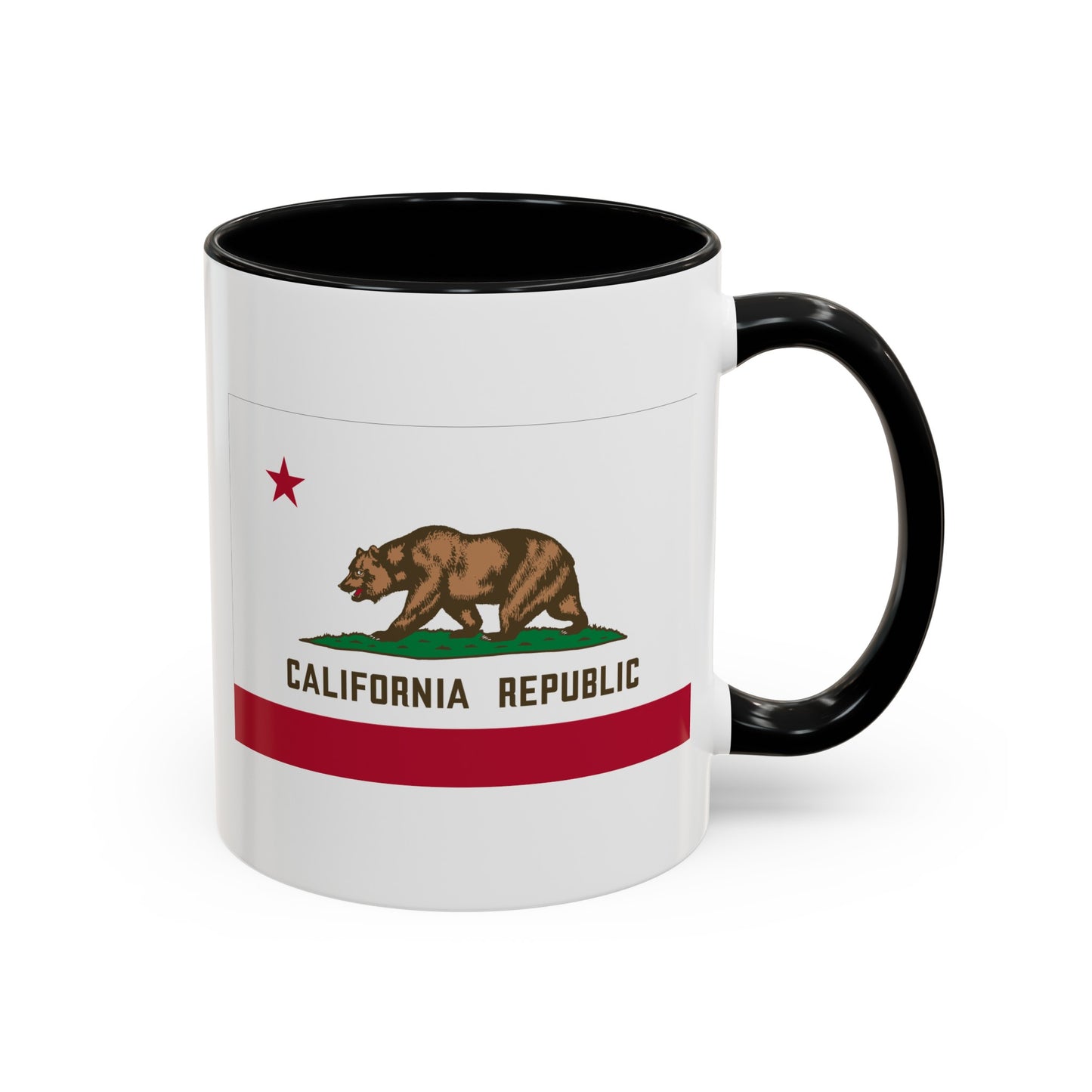 California State Flag - Double Sided Black Accent White Ceramic Coffee Mug 11oz by TheGlassyLass.com