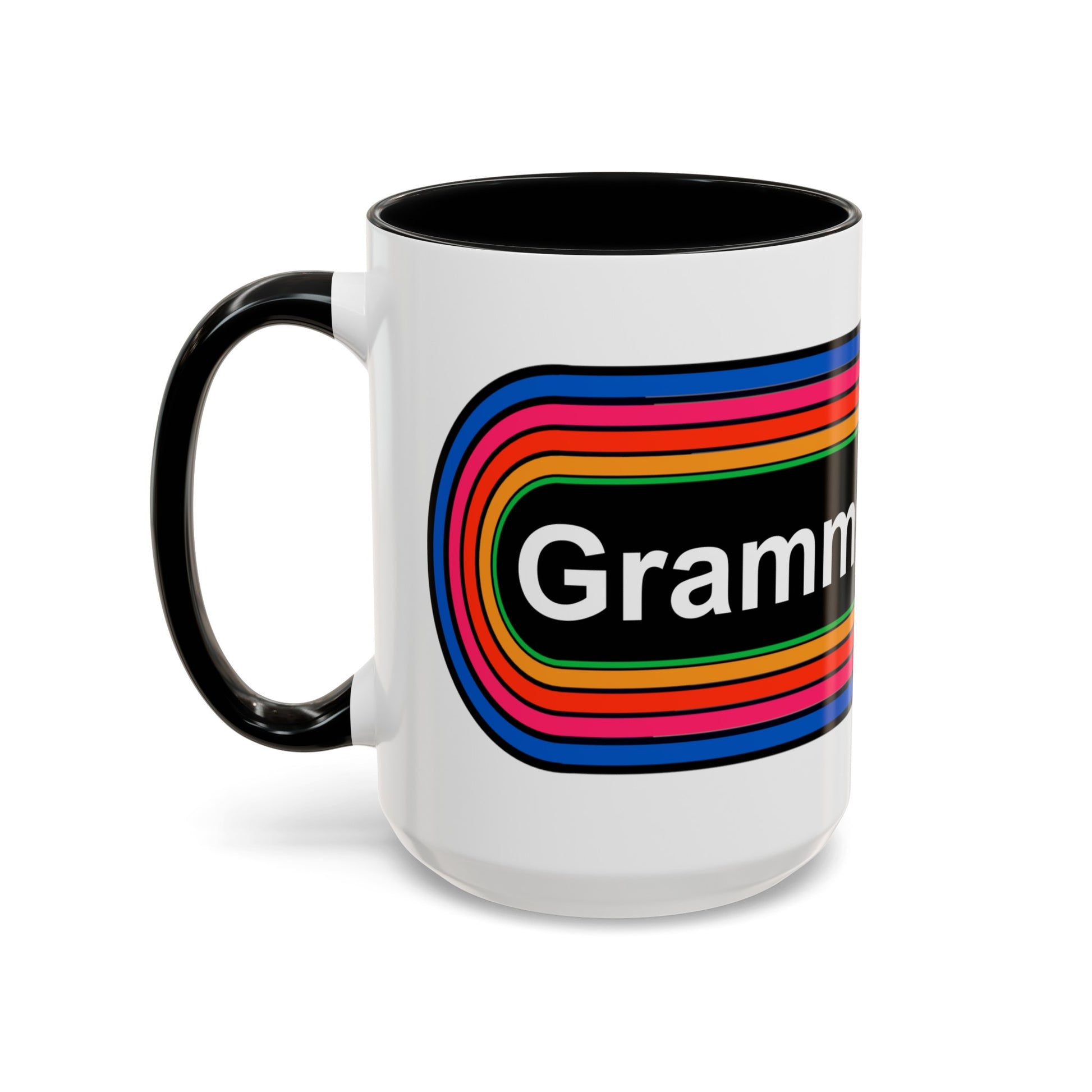 Rainbow Grammar Police Coffee Mug - Wrap Print Black Accent Ceramic 15oz - by TheGlassyLass.com