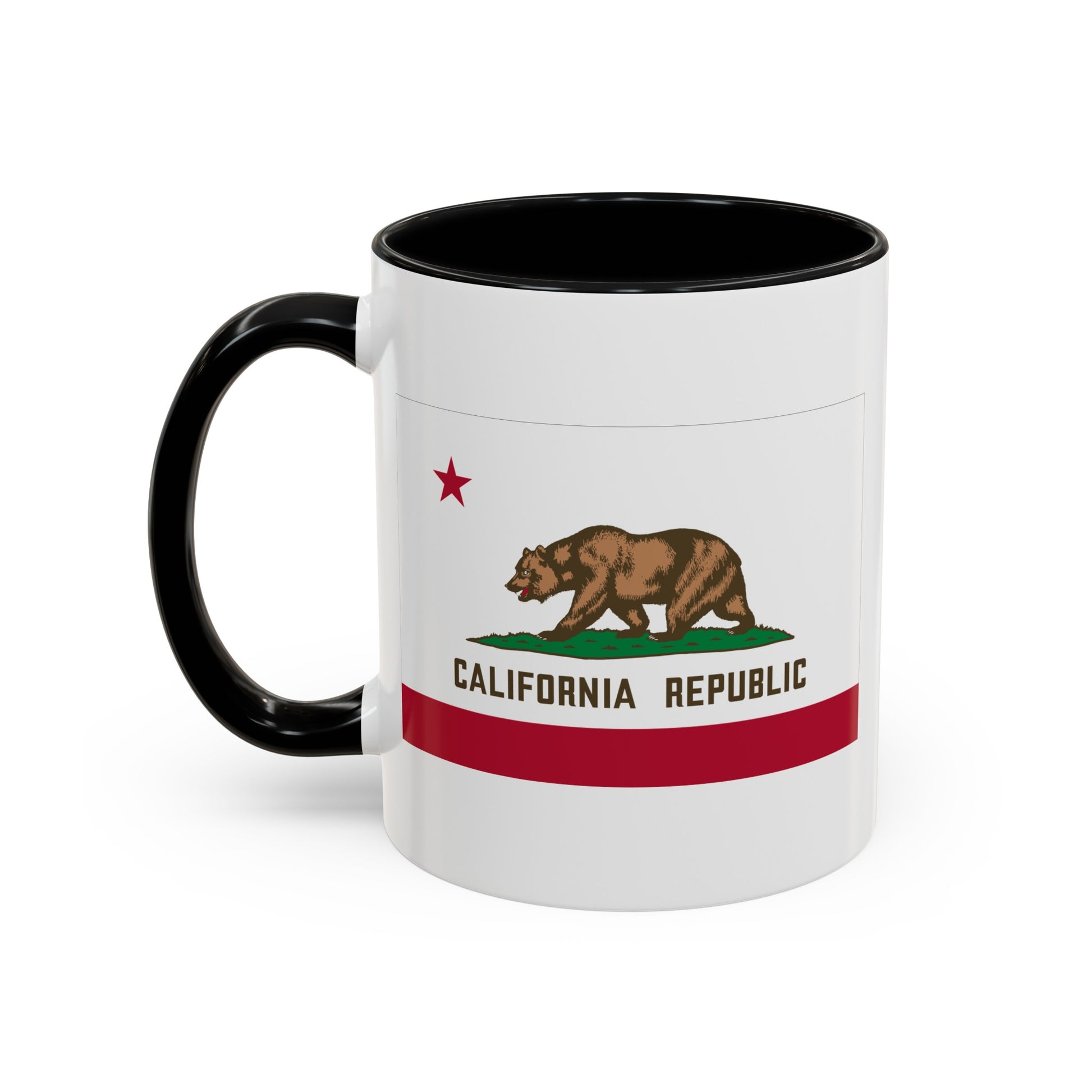 California State Flag - Double Sided Black Accent White Ceramic Coffee Mug 11oz by TheGlassyLass.com