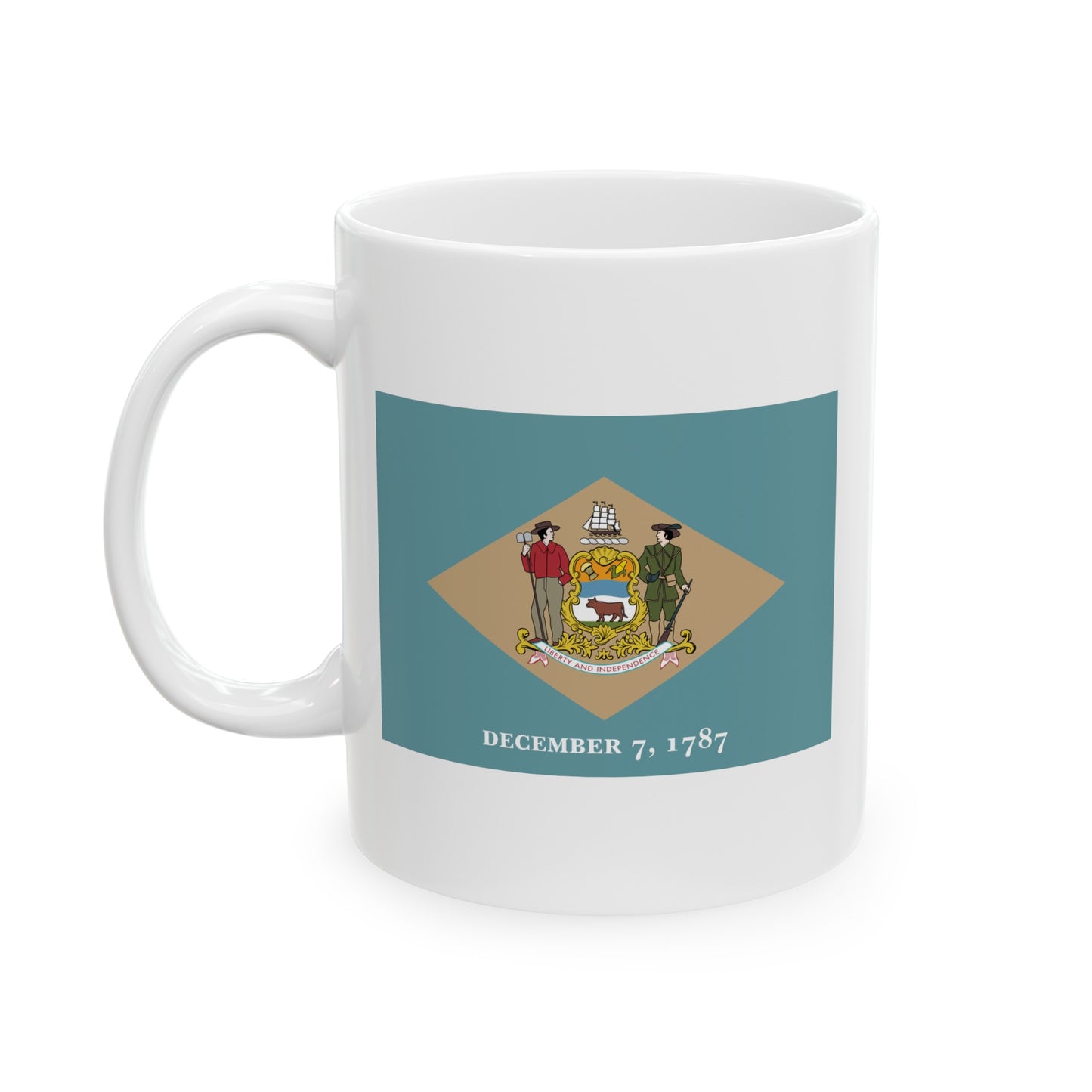 Delaware State Flag - Double Sided White Ceramic Coffee Mug 11oz by TheGlassyLass.com