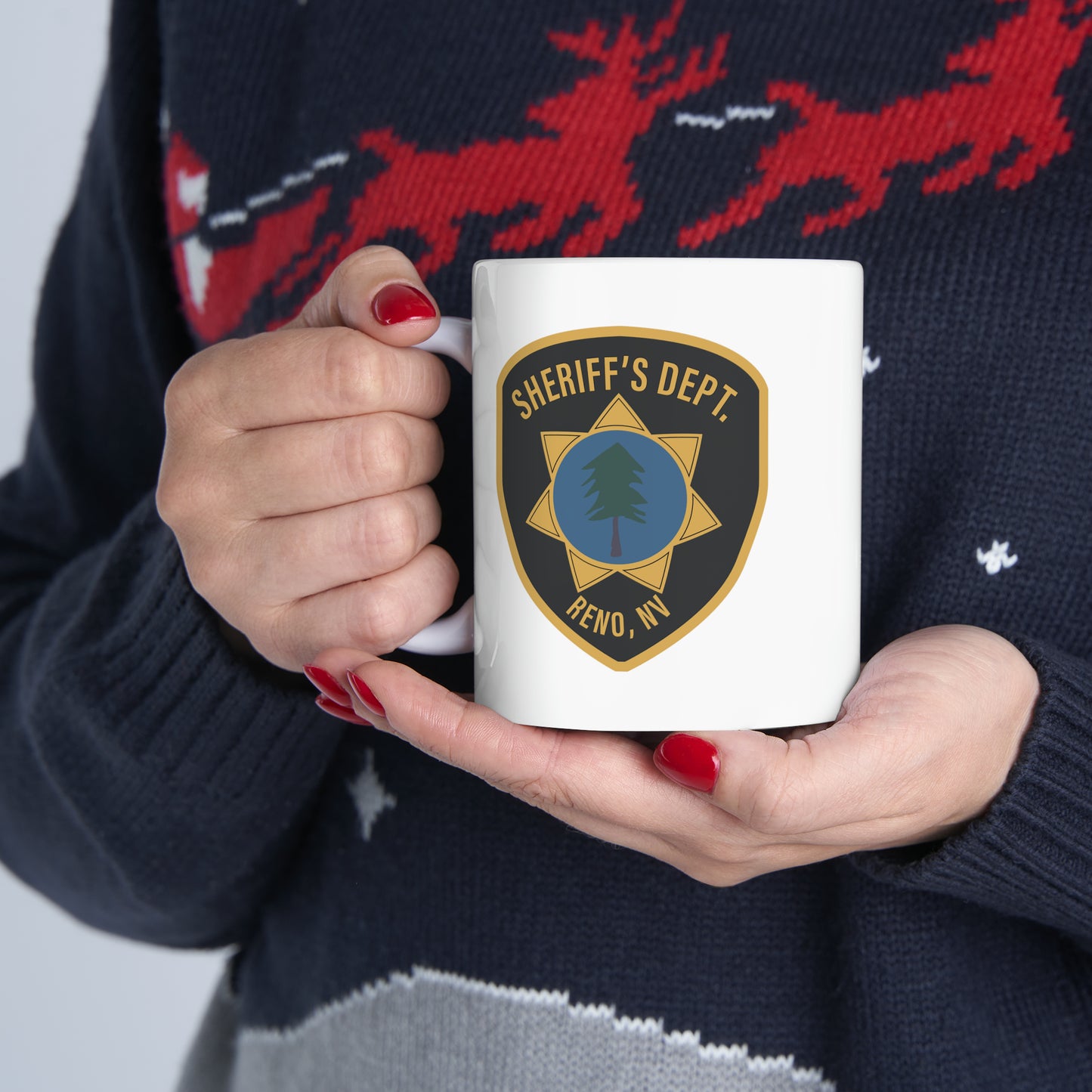 Reno Sheriff's Department Coffee Mug - Double Sided White Ceramic 11oz by TheGlassyLass.com