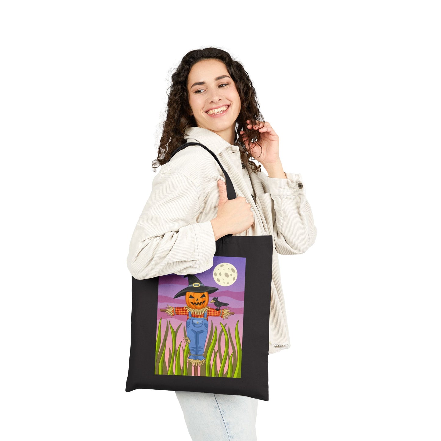 Halloween Scarecrow Trick or Treat Tote Bag - Heavyweight 100% Cotton Canvas by TheGlassyLass.com
