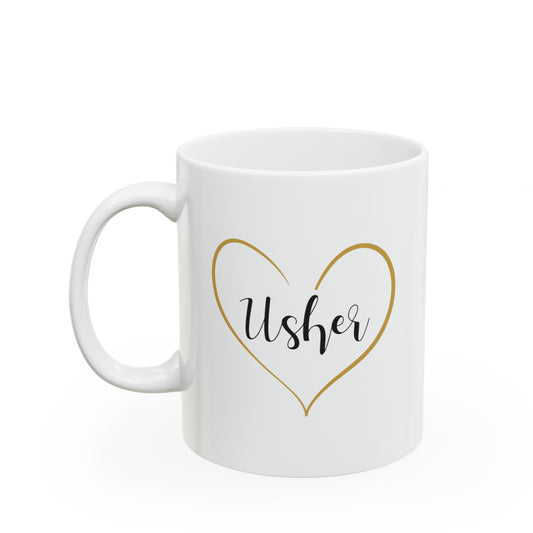 Usher Coffee Mug - Double Sided 11oz White Ceramic by TheGlassyLass.com