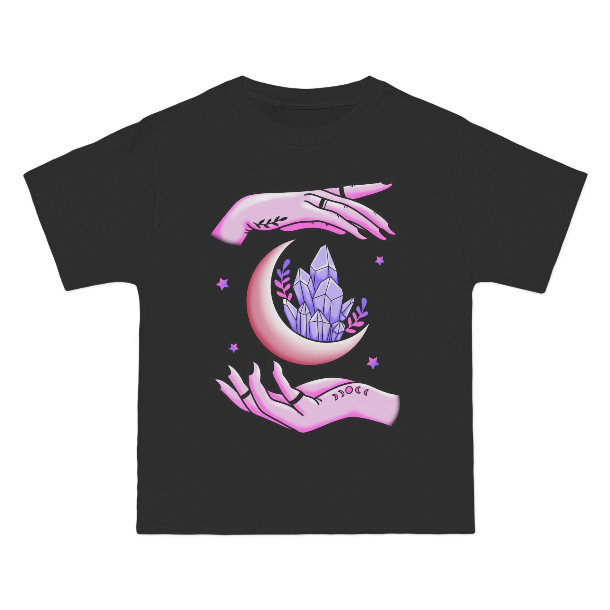 Amethyst Crystal Moon T-Shirt: (Hanes Beefy-T 100% Preshrunk Cotton Custom Printed by TheGlassyLass.com