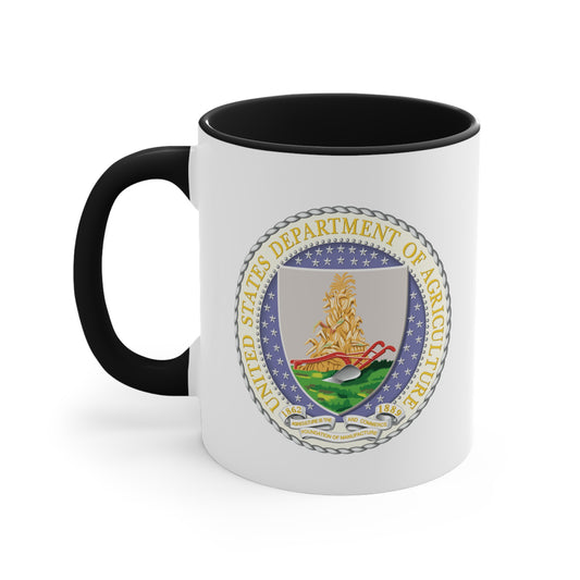 Department of Agriculture Coffee Mug - Double Sided Black Accent White Ceramic 11oz by TheGlassyLass.com