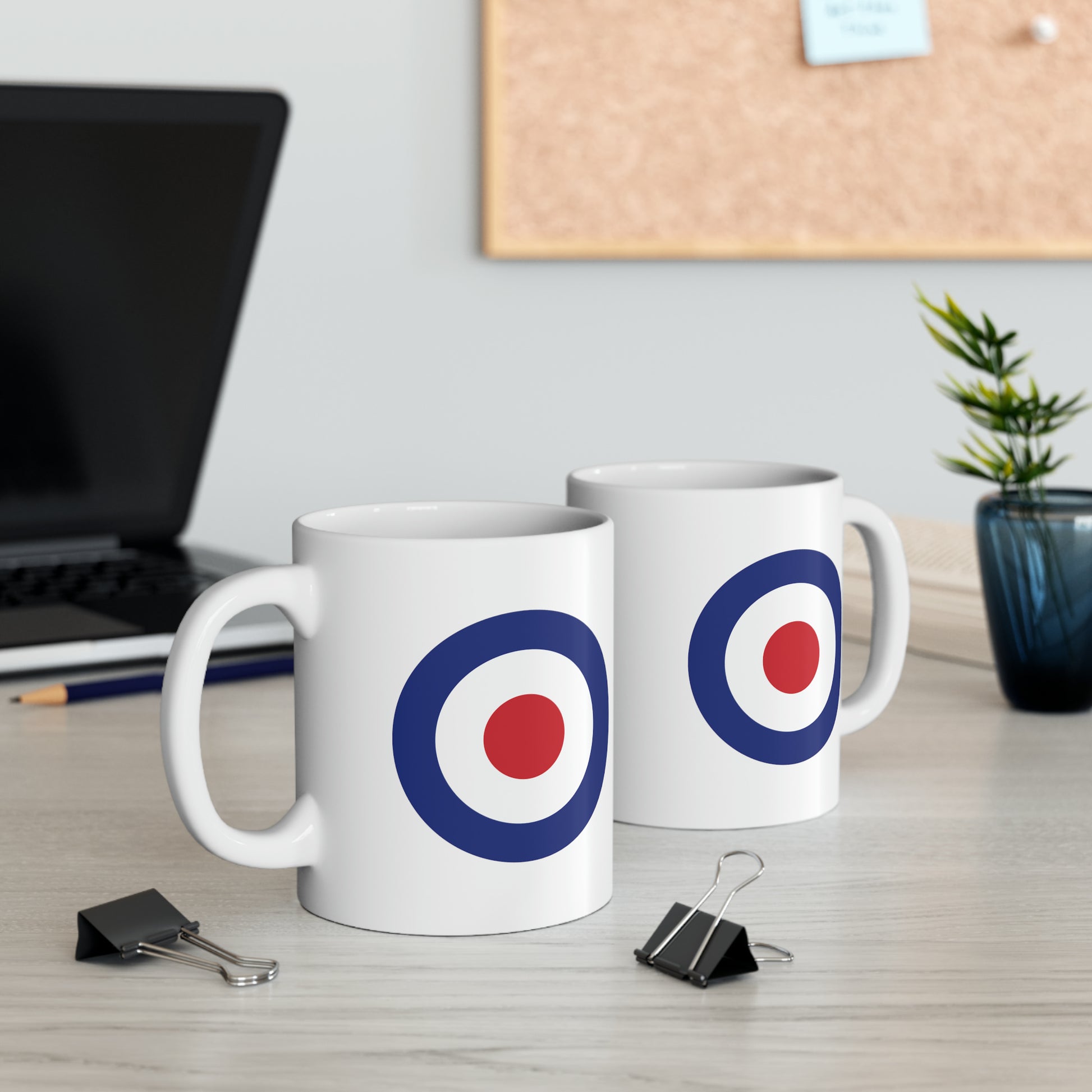 RAF Royal Air Force Roundel Coffee Mug - Double Sided White Ceramic 11oz - By TheGlassyLass.com