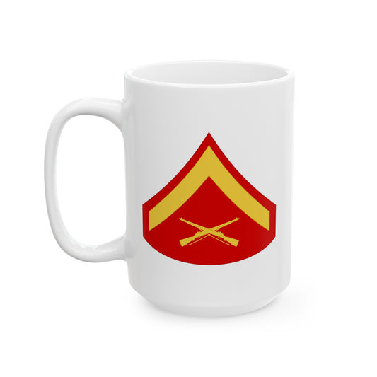 US Marine Lance Corporal Chevron Coffee Mug - Double Sided White Ceramic 15oz - by TheGlassyLass.com