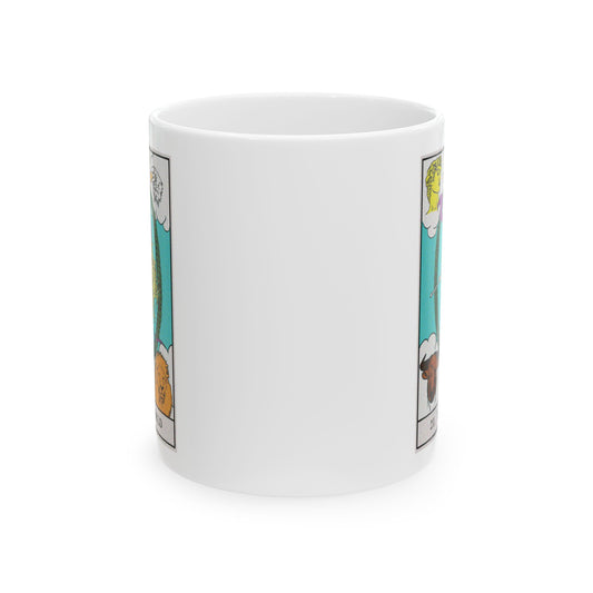 The World Tarot Card Coffee Mug - Double Sided Print, White Ceramic, 11oz by TheGlassyLass