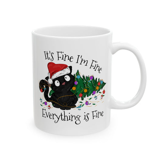Everything is Fine Coffee Mug - Double Sided White Ceramic 11oz by TheGlassyLass.com