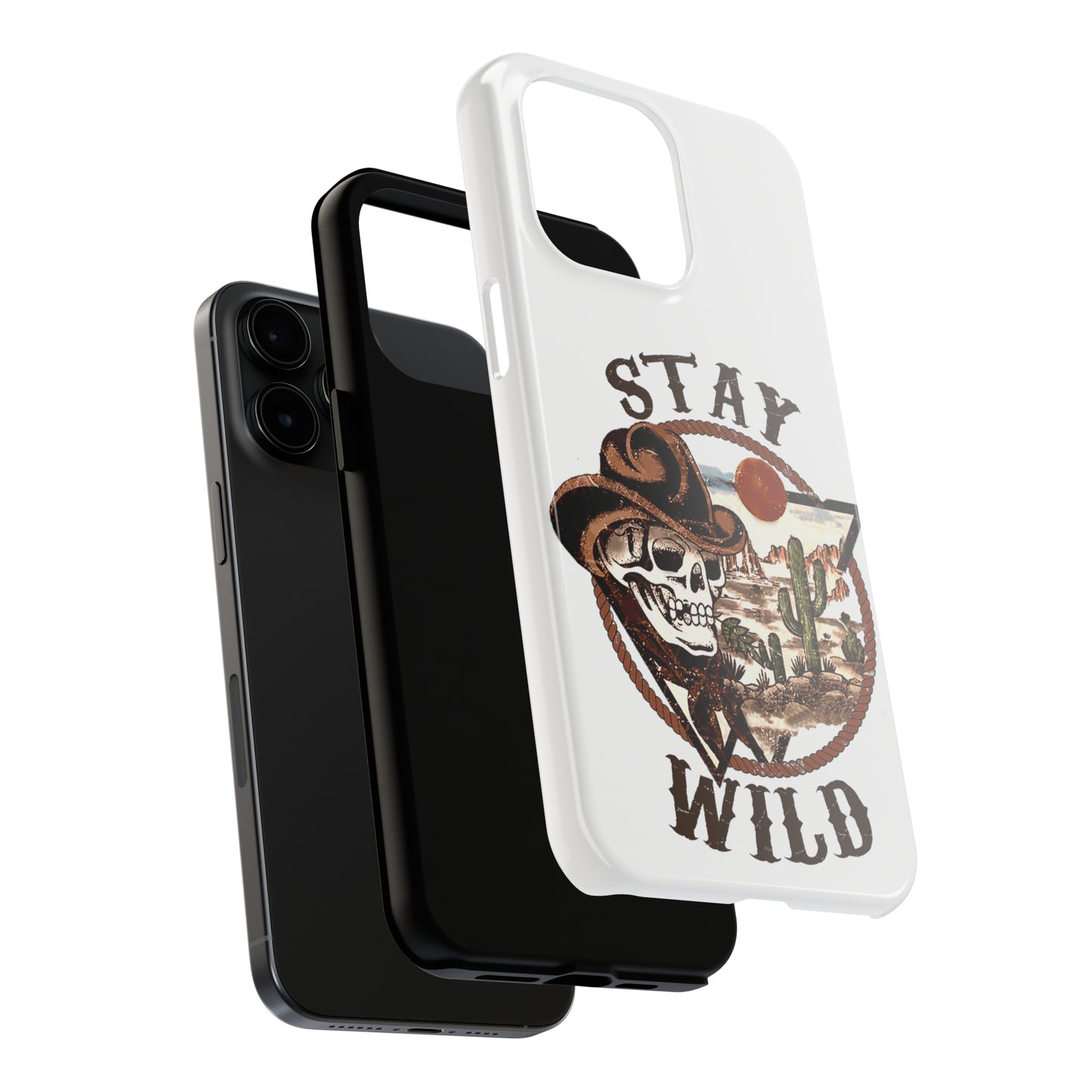 Stay Wild Cowboy Skull: iPhone Tough Case Design - Wireless Charging - Superior Protection - Original Designs by TheGlassyLass.com