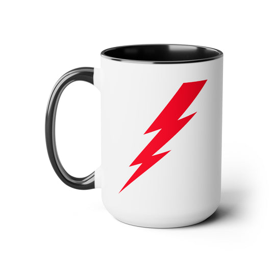 Lightning Bolt Coffee Mug - Double Sided Black Accent White Ceramic 15oz by TheGlassyLass.com