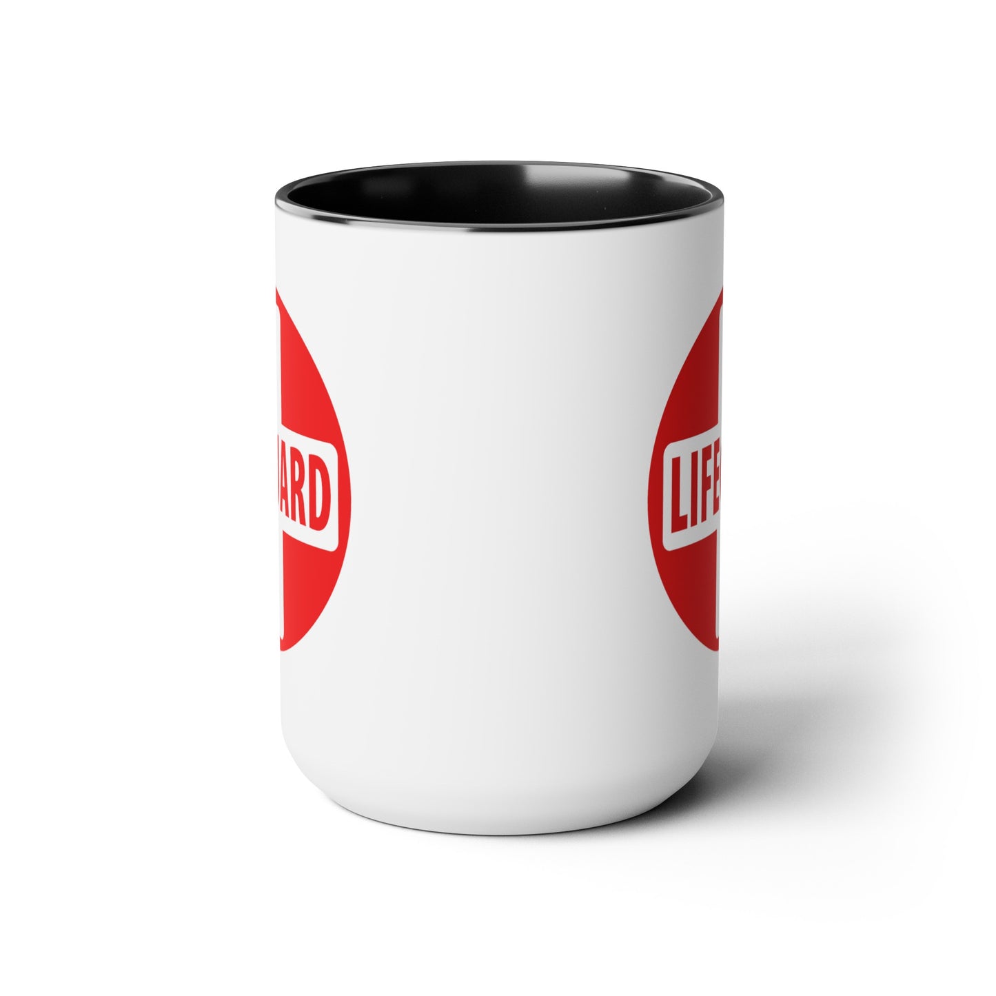 Lifeguard Coffee Mug - Double Sided Black Accent White Ceramic 15oz by TheGlassyLass.com