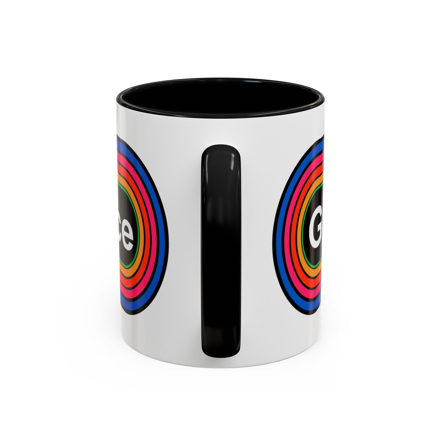 Rainbow Grammar Police Coffee Mug - Wrap Print Black Accent Ceramic 11oz - by TheGlassyLass.com