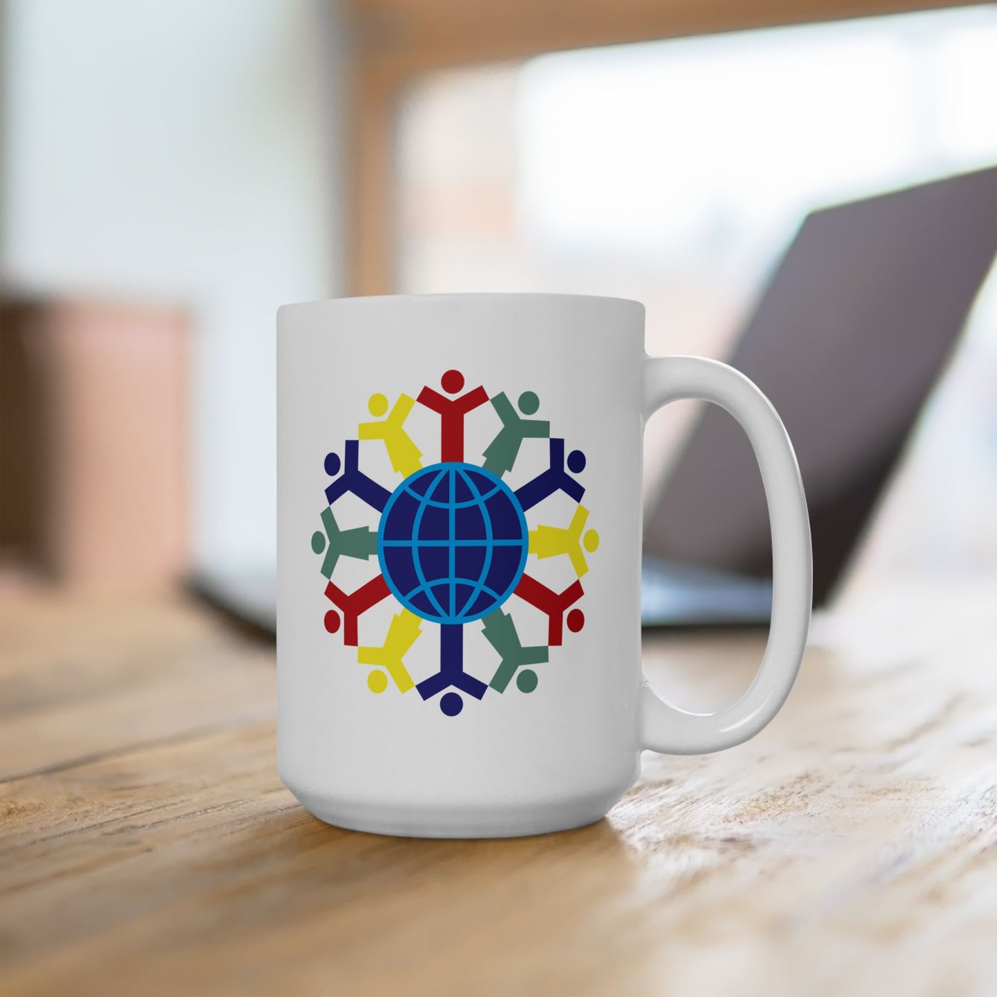Joy To The World Coffee Mug - Double Sided White Ceramic 15oz by TheGlassyLass.com