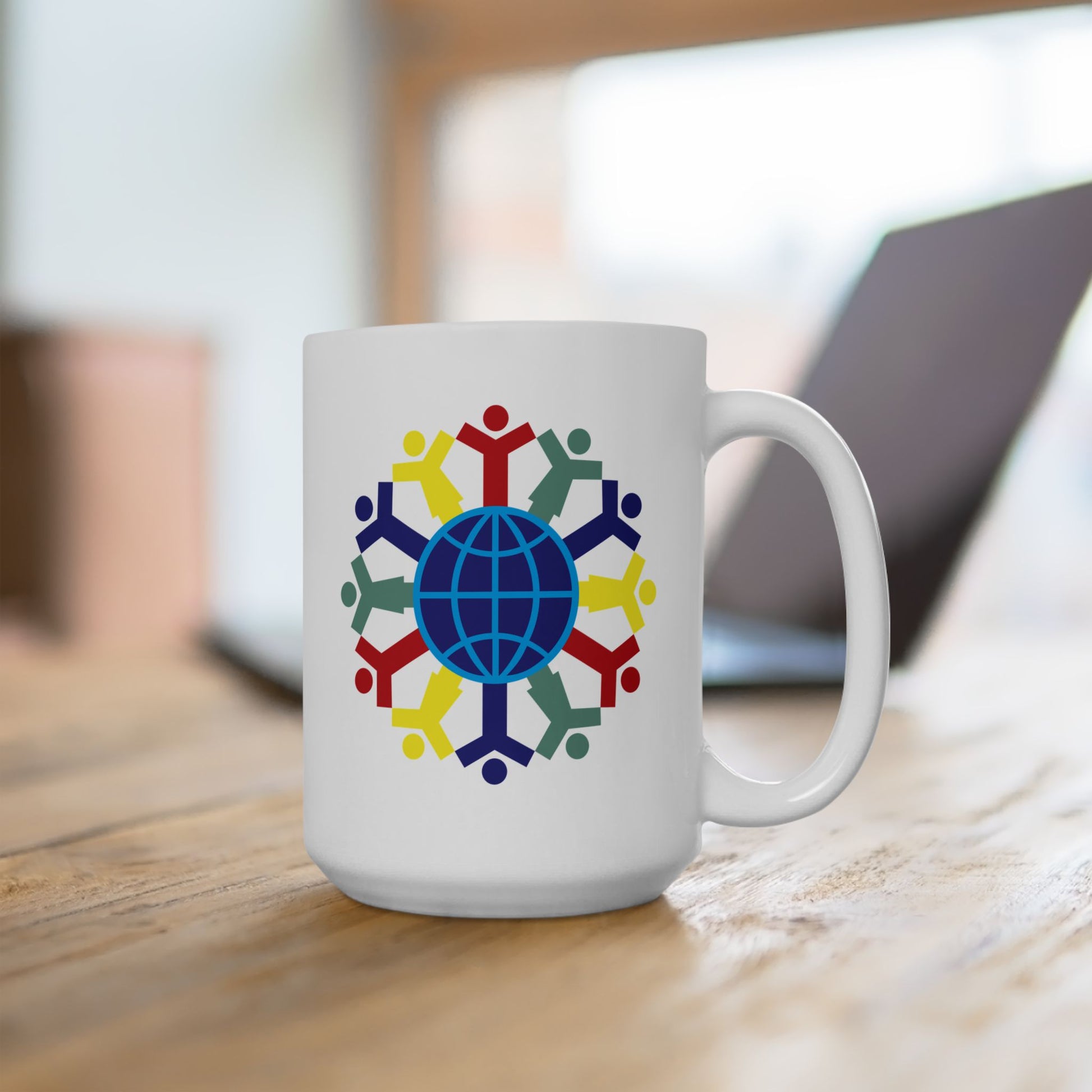 Joy To The World Coffee Mug - Double Sided White Ceramic 15oz by TheGlassyLass.com