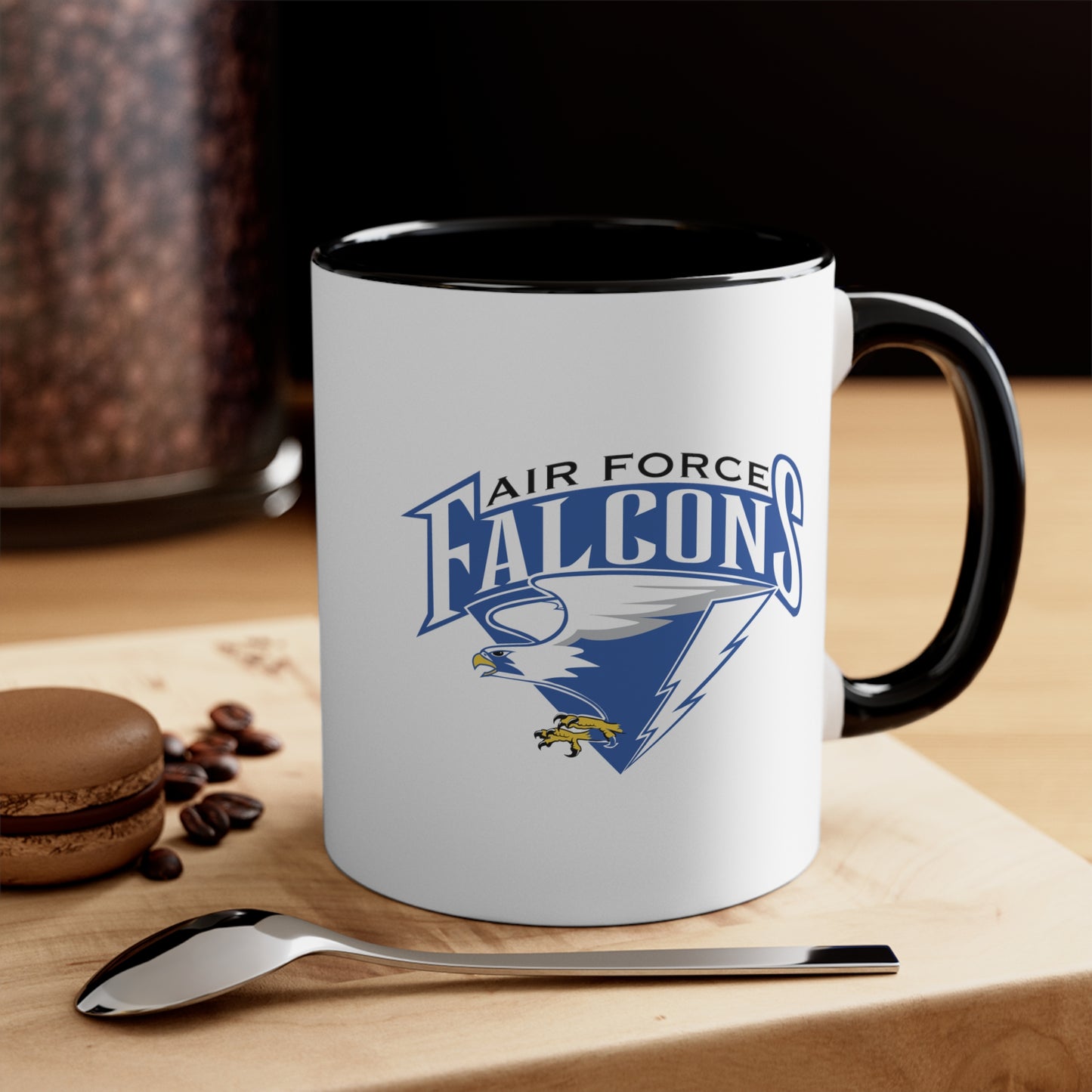 Air Force Falcons - Double Sided Black Accent White Ceramic Coffee Mug 11oz by TheGlassyLass.com