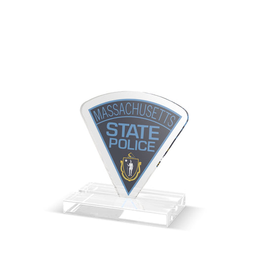 Massachusetts State Police Shoulder Patch Acrylic Standee by TheGlassyLass.com