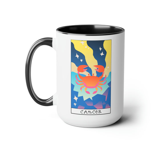 Cancer Tarot Card Coffee Mug - Double Sided Black Accent Ceramic 15oz by TheGlassyLass.com