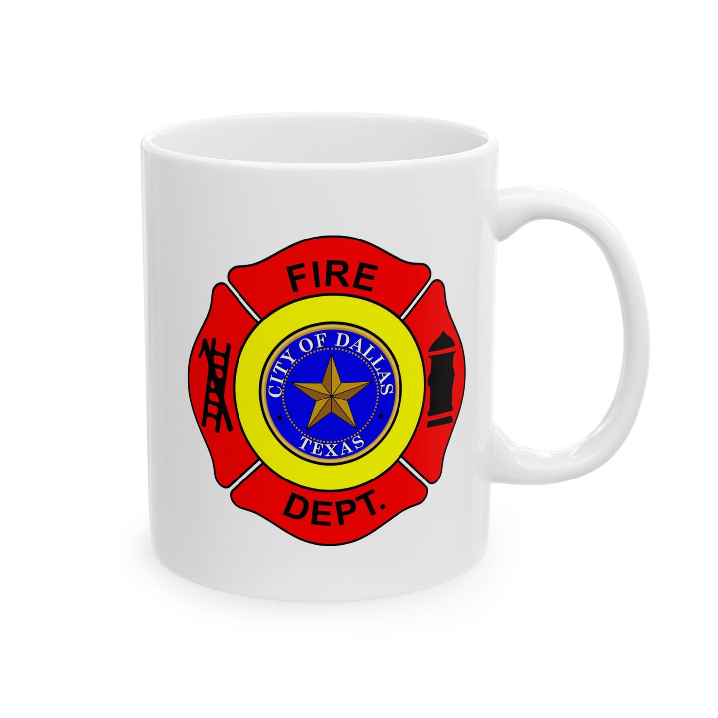 Dallas Fire Department Coffee Mug - Double Sided Print White Ceramic 11oz by TheGlassyLass.com