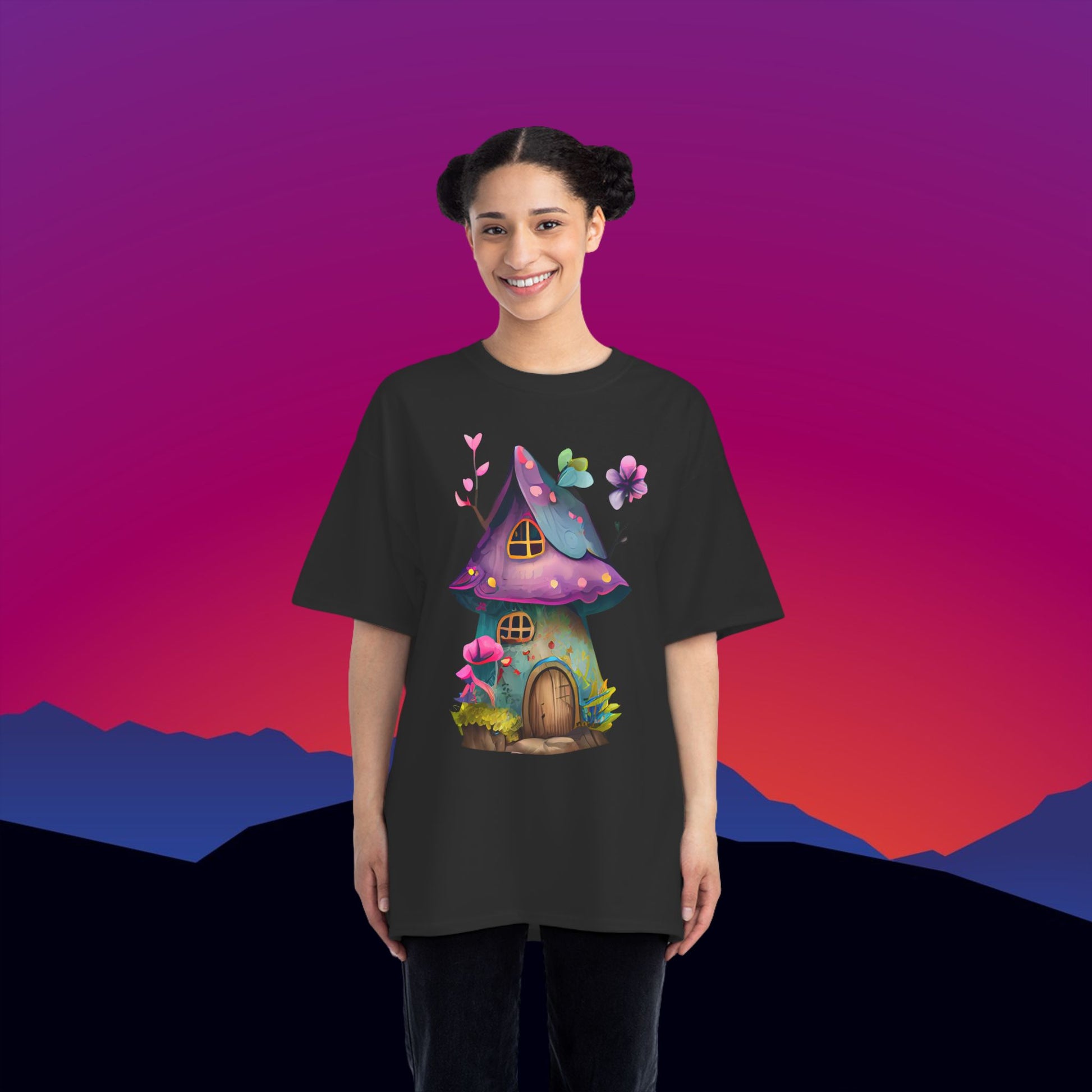 Fairy House T-Shirt: (Hanes Beefy-T 100% Preshrunk Cotton Custom Printed by TheGlassyLass.com