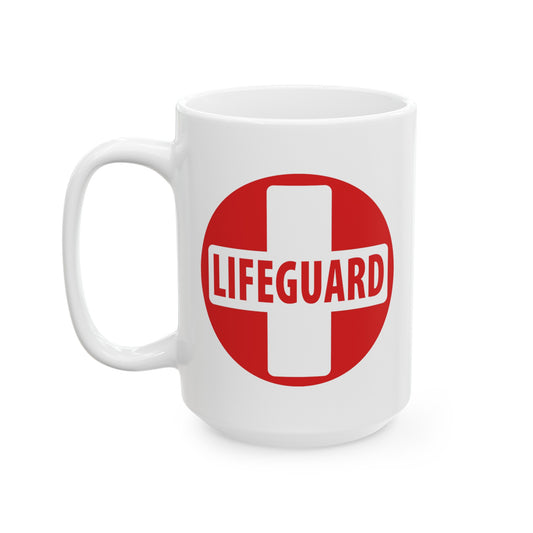 Lifeguard Coffee Mug - Double Sided White Ceramic 15oz by TheGlassyLass.com