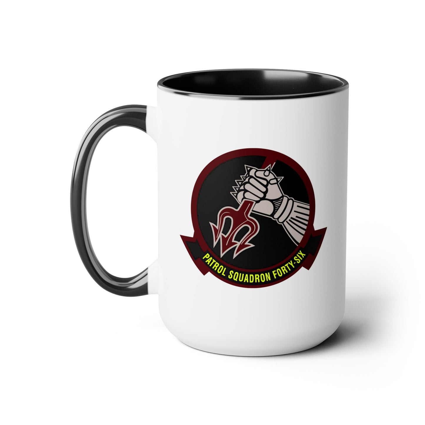 Navy Patrol Squadron 46 Coffee Mug - Double Sided Print Two Tone Black Accent White Ceramic, 15oz by TheGlassyLass.com