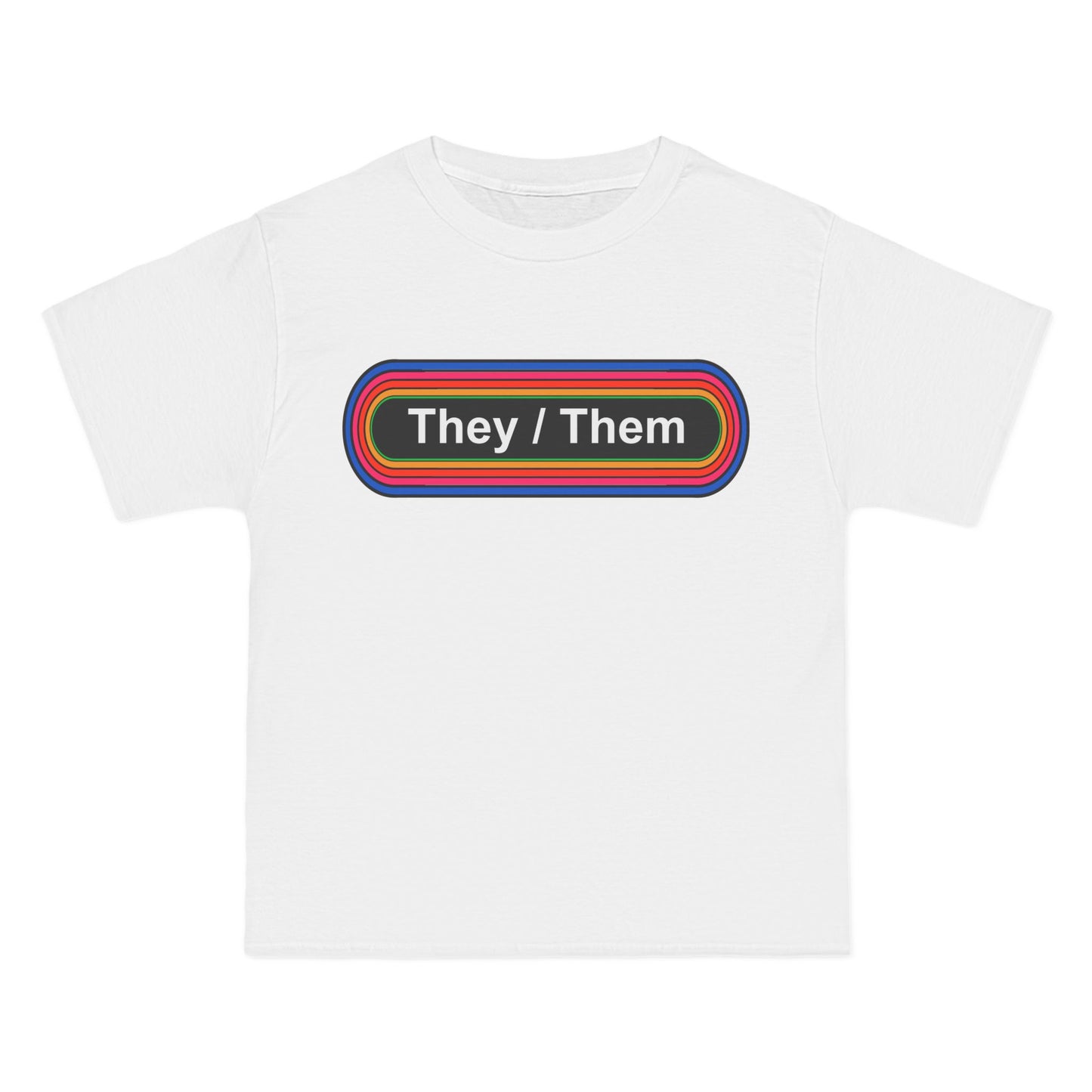 They / Them Pronouns T-Shirt: (Hanes Beefy-T 100% Preshrunk Cotton Custom Printed by TheGlassyLass.com