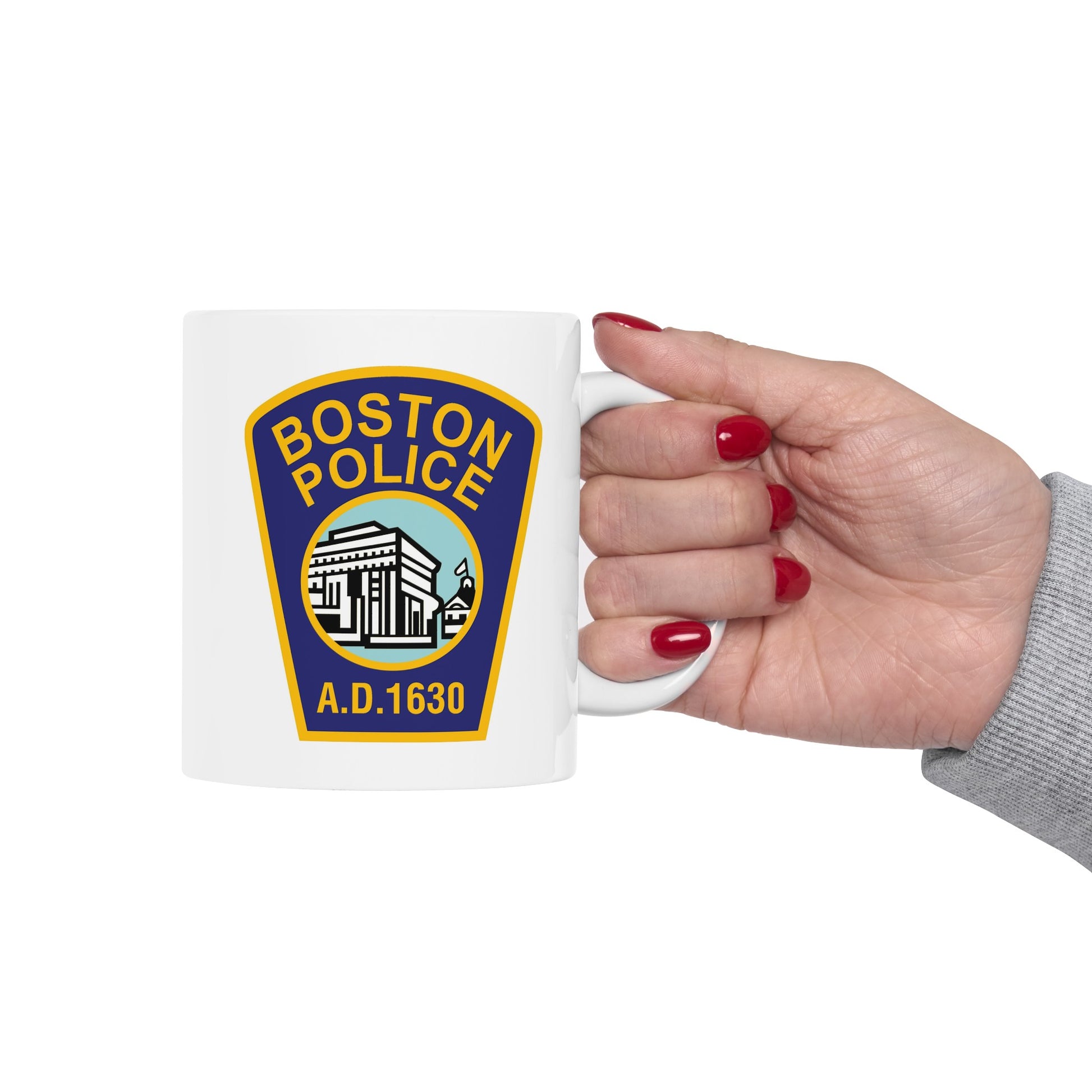 Boston Police Coffee Mug - Double Sided White Ceramic 11oz by TheGlassyLass.com