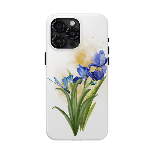 Iris Flower Dragonfly Custom Printed iPhone case by TheGlassyLass.com