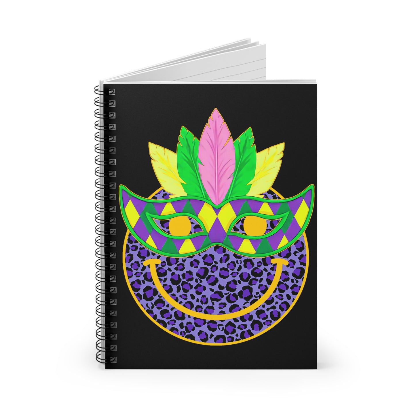 Mardi Gras Cat Mask: Spiral Notebook - Log Books - Journals - Diaries - and More Custom Printed by TheGlassyLass