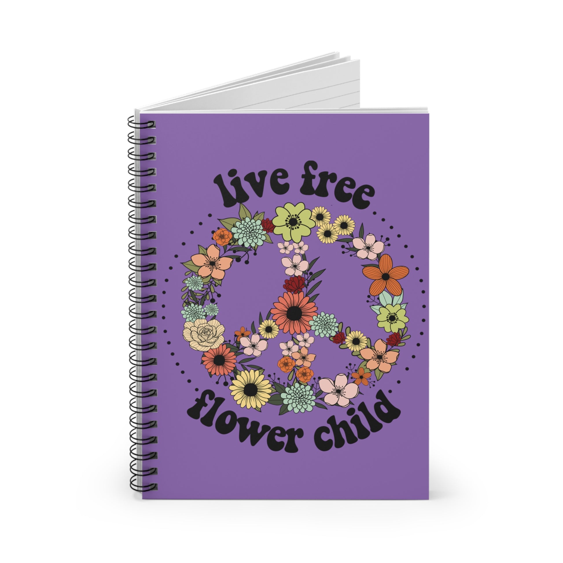 Live Free Flower Child: Spiral Notebook - Log Books - Journals - Diaries - and More Custom Printed by TheGlassyLass