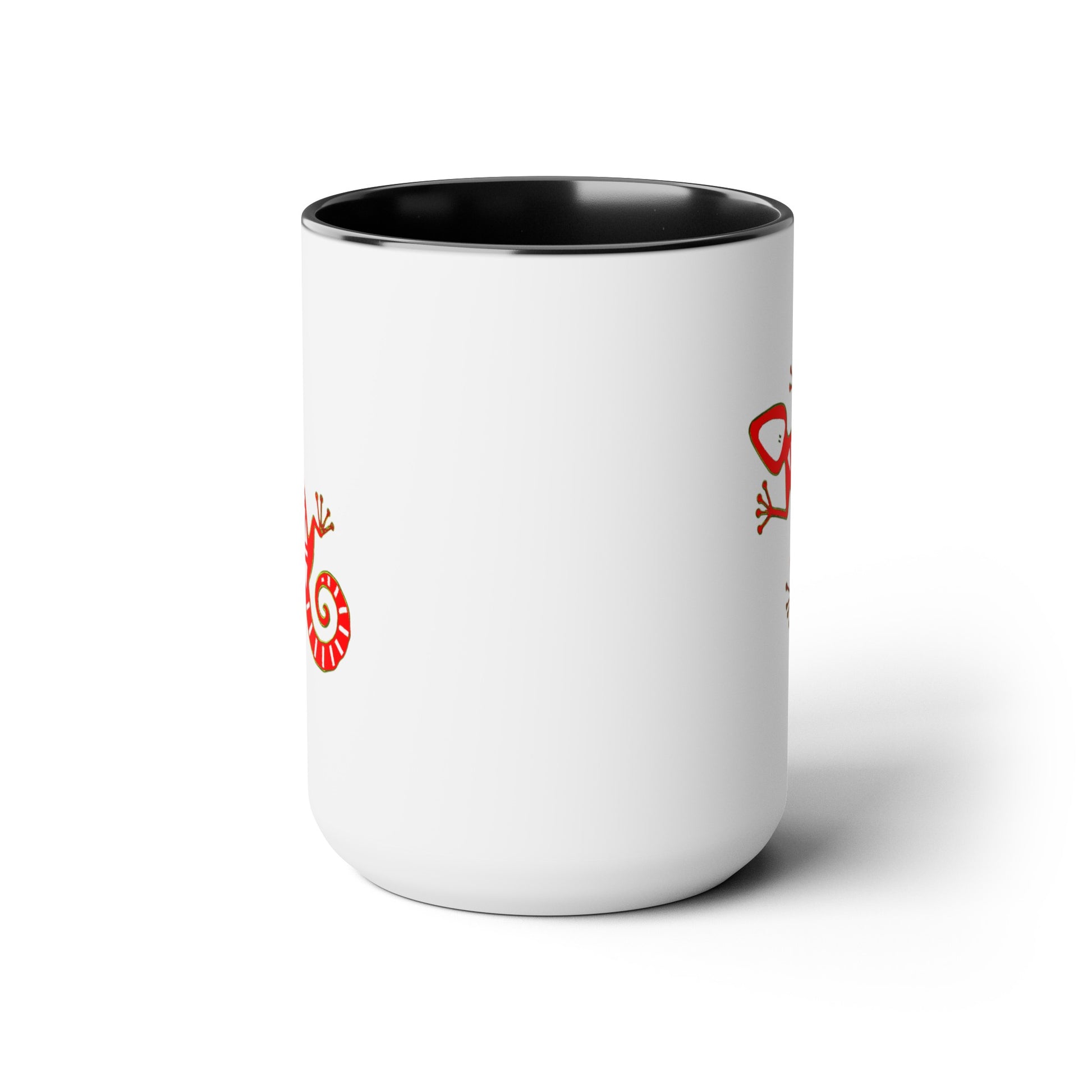 Gecko Coffee Mug - Double Sided Black Accent White Ceramic 15oz by TheGlassyLass.com