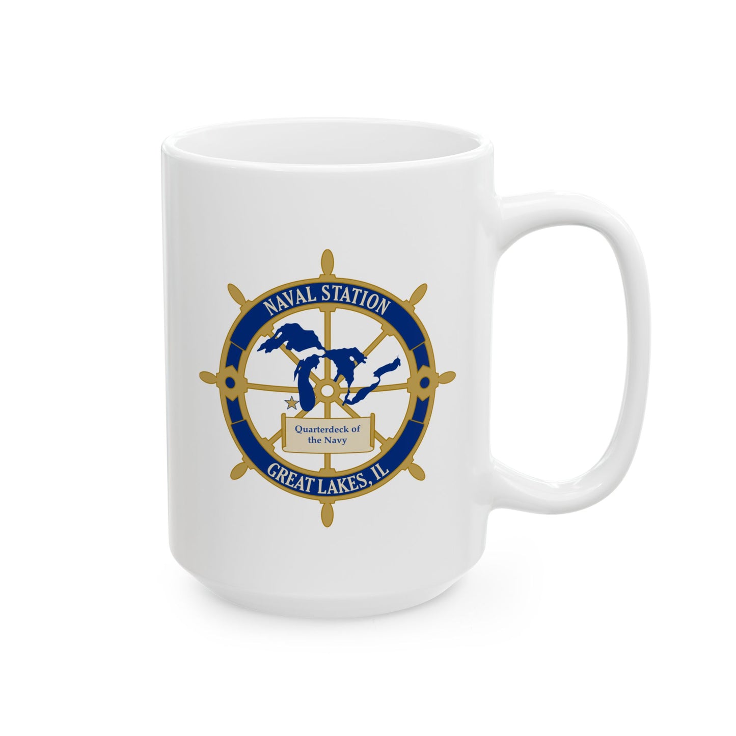 Naval Station Great Lakes Coffee Mug - Double Sided White Ceramic 15oz by TheGlassyLass.com