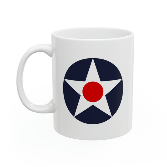 US Army Air Corp Roundel Coffee Mug - Double Sided White Ceramic 11oz - By TheGlassyLass.com