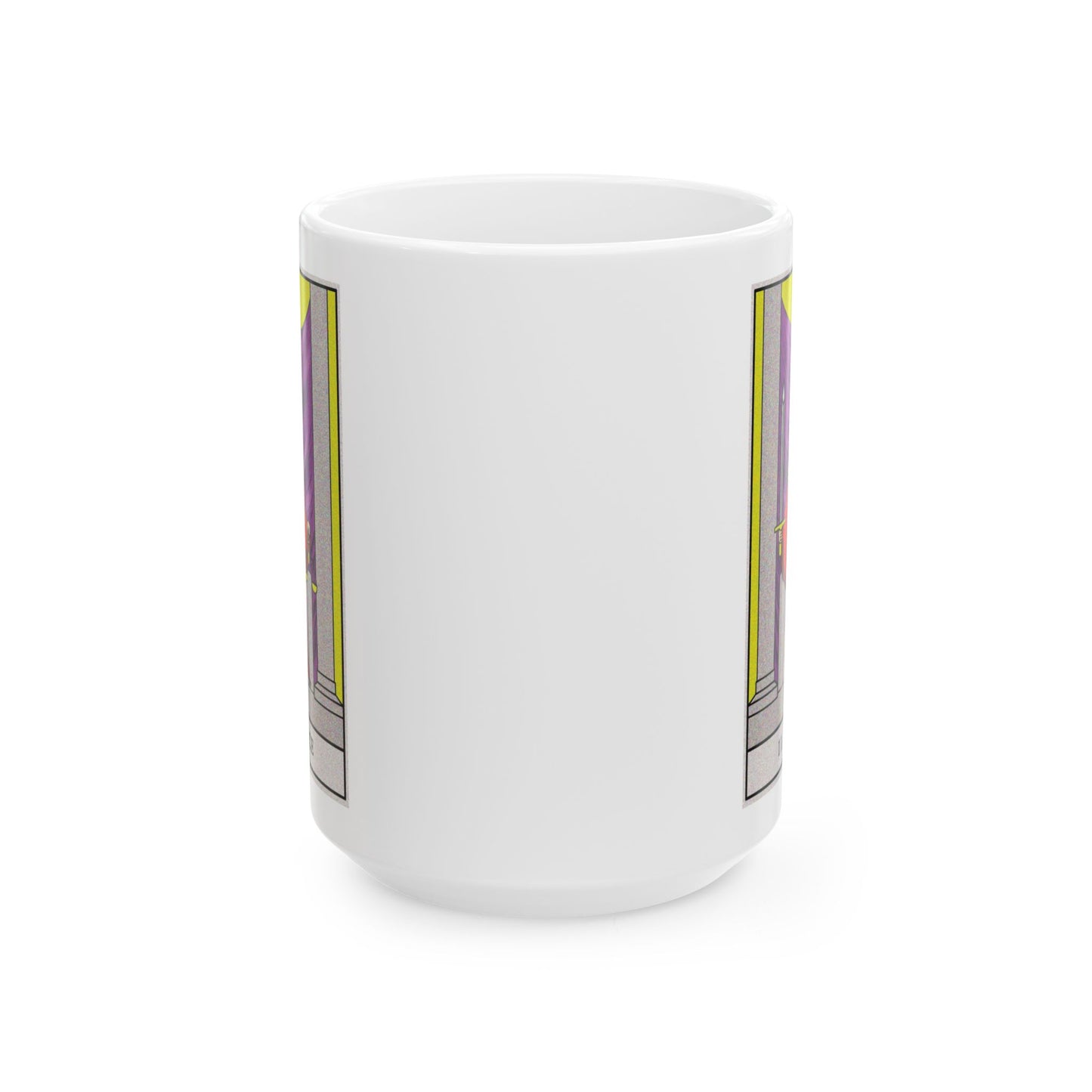 Justice Tarot Card Coffee Mug - Double Sided White Ceramic 15oz by TheGlassyLass.com