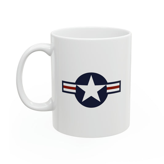 US Air Force Roundel Coffee Mug - Double Sided White Ceramic 11oz - By TheGlassyLass.com