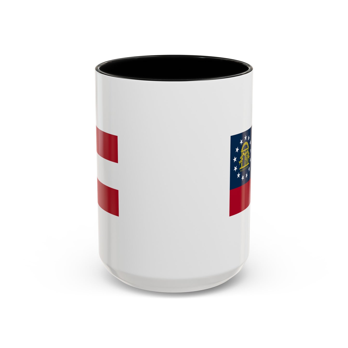 Georgia State Flag - Double Sided Black Accent White Ceramic Coffee Mug 15oz by TheGlassyLass.com